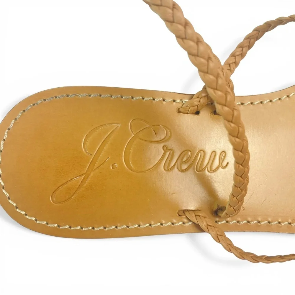 J.CREW Capri Leather Braided Strap Sandals Italy in Beige Size 10